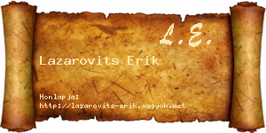 Lazarovits Erik névjegykártya